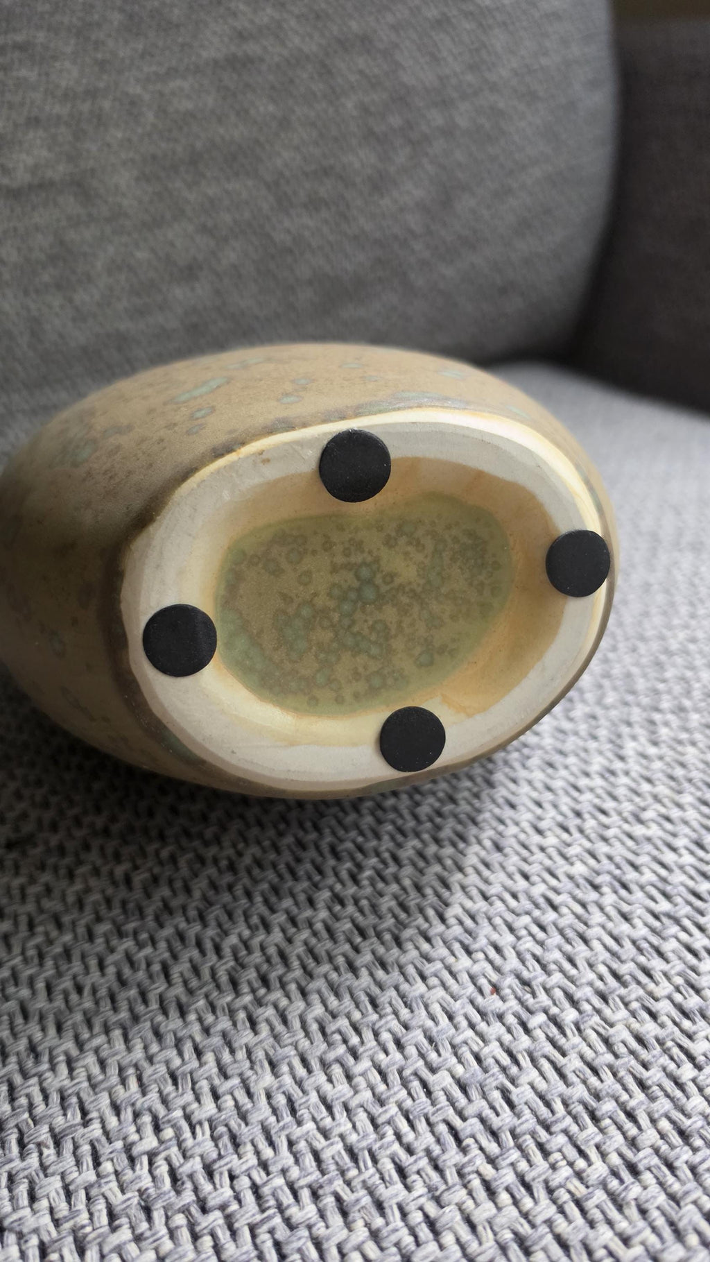 Mid Century Studio Pottery Vase Pitcher, Organic Modern Ceramic Vessel with Handle, Earth Tone Drip Glaze Sculptural Decor