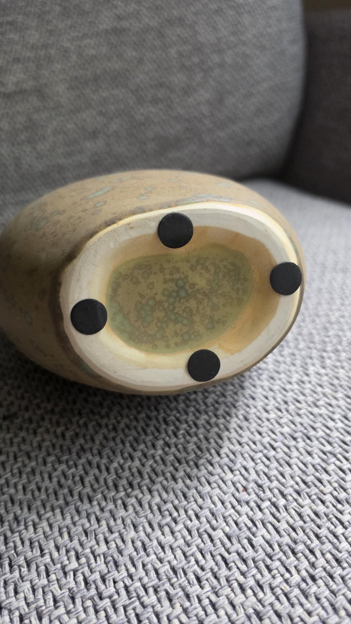Mid Century Studio Pottery Vase Pitcher, Organic Modern Ceramic Vessel with Handle, Earth Tone Drip Glaze Sculptural Decor
