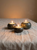 Vintage Set of 3 Green Stone Tealight Holders