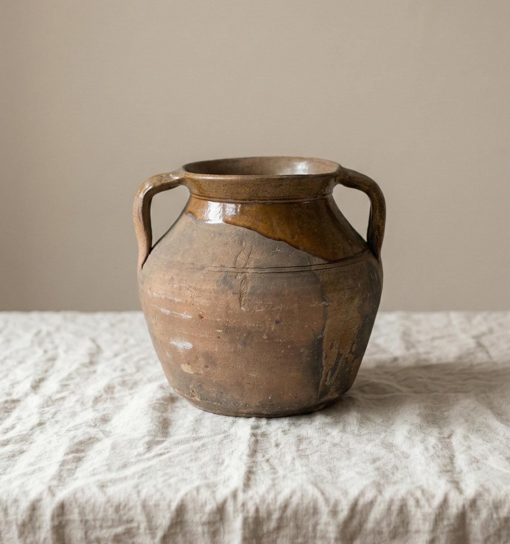 Antique Rustic Terracotta Pot with Handles
