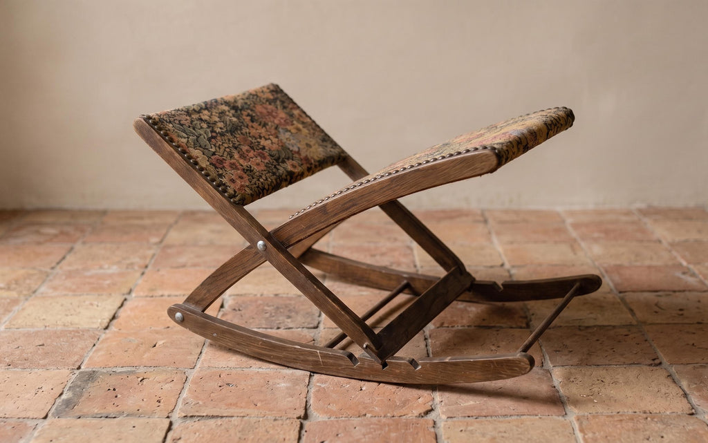 Vintage French Floral Folding Footstool