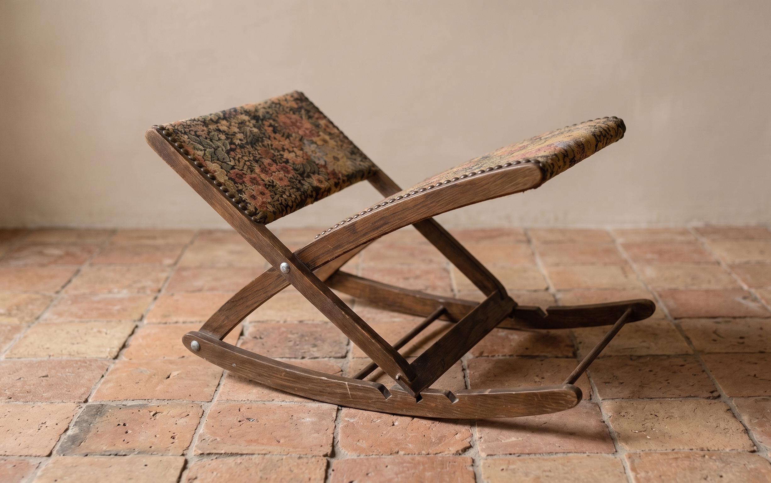 Vintage French Floral Folding Footstool