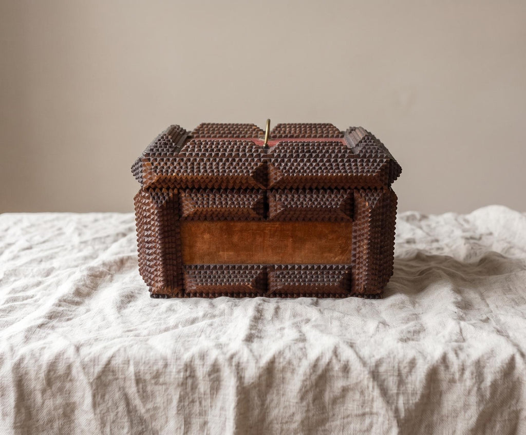Antique Tramp Art Wooden Box