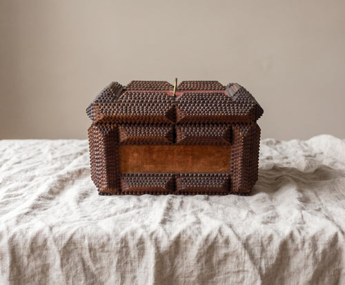 Antique Tramp Art Wooden Box