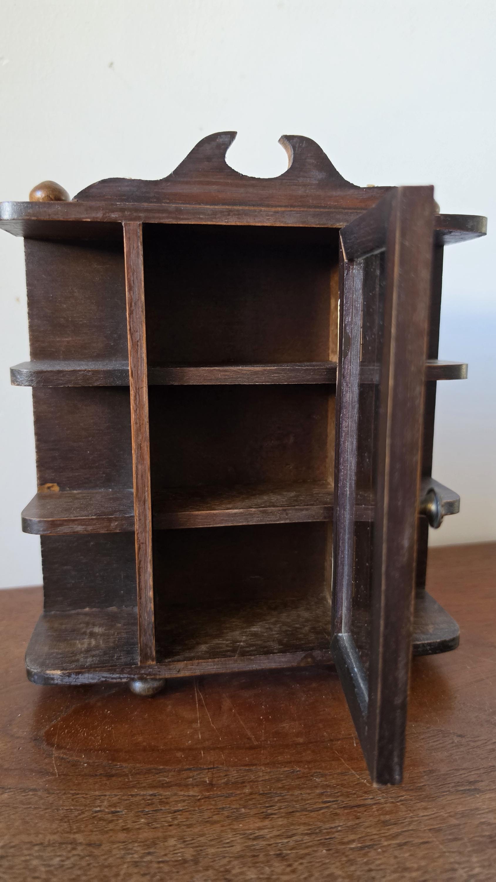 Vintage Wooden Wall Cabinet Shelf, Mini Glass Door Curio Cabinet, Rustic Storage Shelf, Small Display Cabinet, Farmhouse Wall Organizer