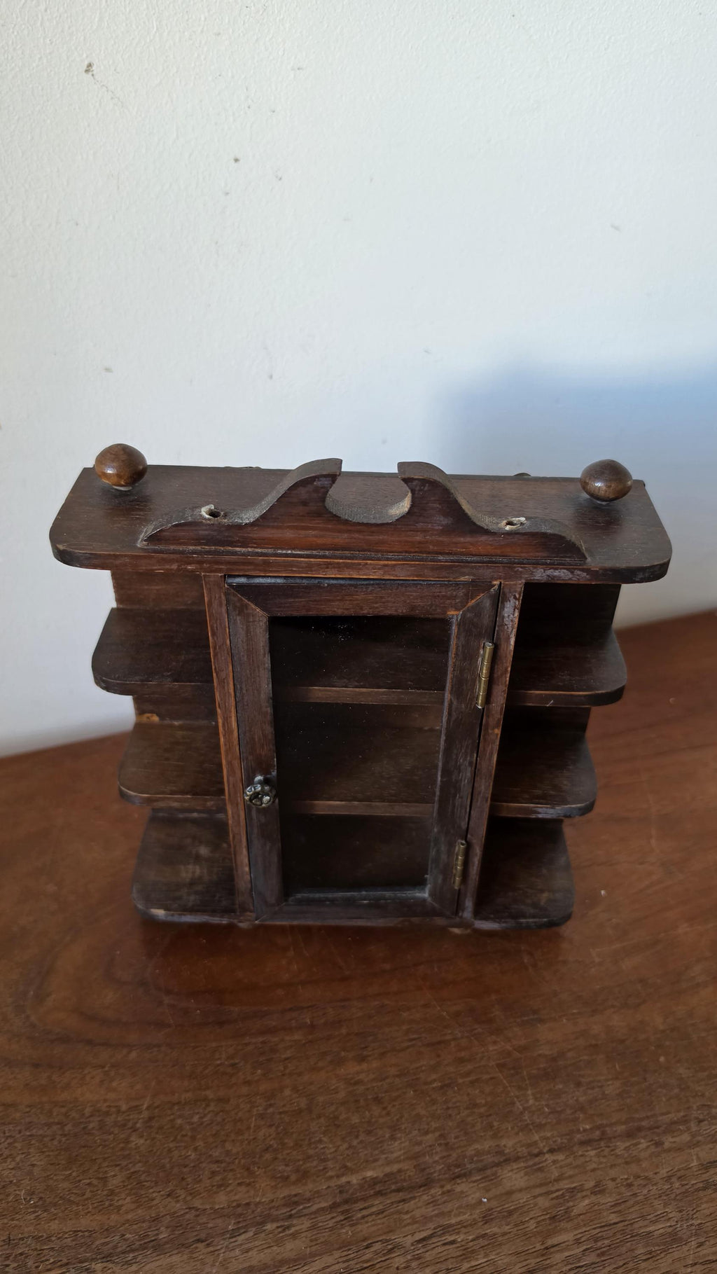 Vintage Wooden Wall Cabinet Shelf, Mini Glass Door Curio Cabinet, Rustic Storage Shelf, Small Display Cabinet, Farmhouse Wall Organizer