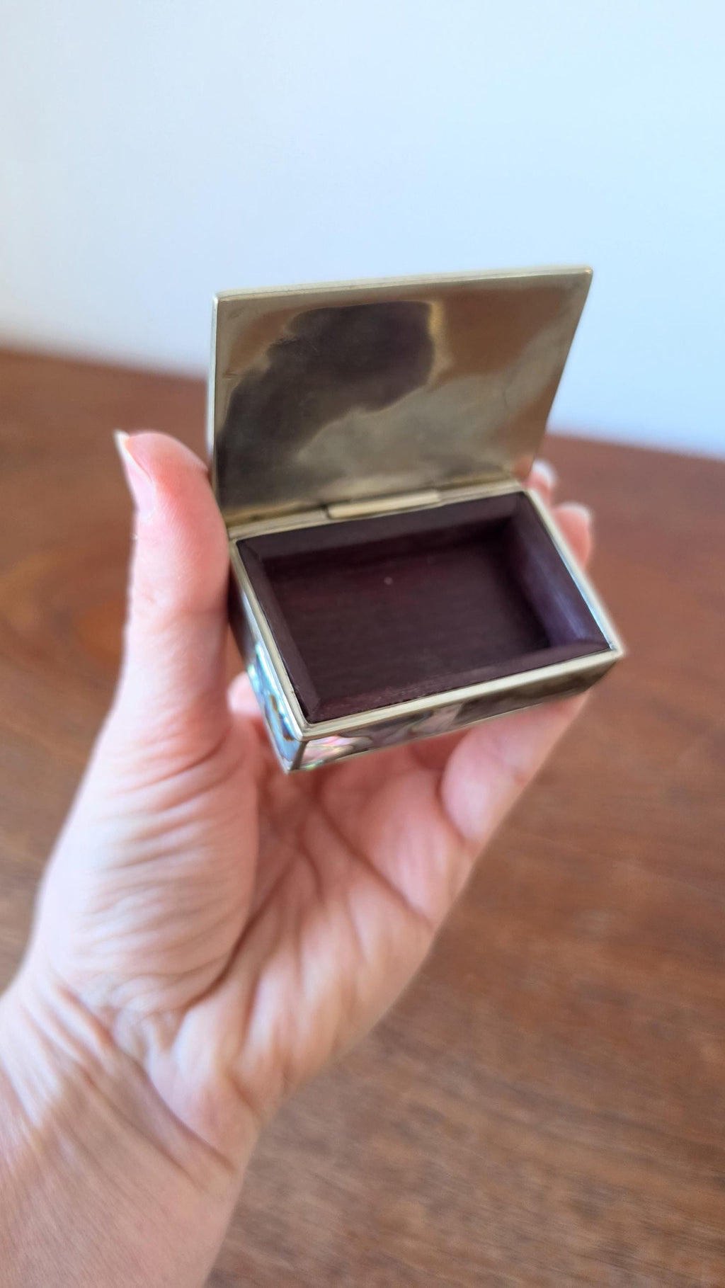 Vintage Abalone Shell Trinket Box, Mexican Mother of Pearl Jewelry Box, Small Brass Inlay Box, Iridescent Shell Keepsake Box