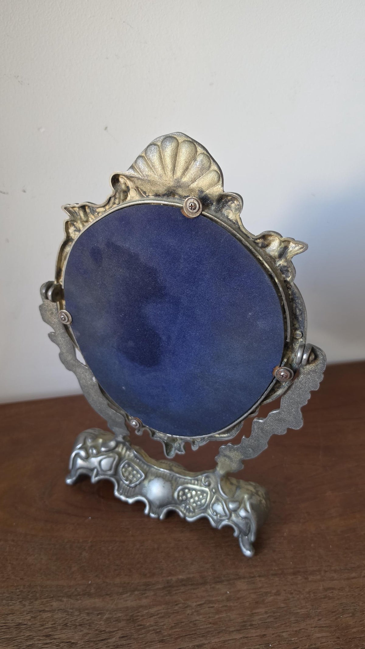 Vintage Ornate Cherub Vanity Mirror, Baroque Style Table Mirror, Silver Tone Dressing Mirror, Romantic Boudoir Decor