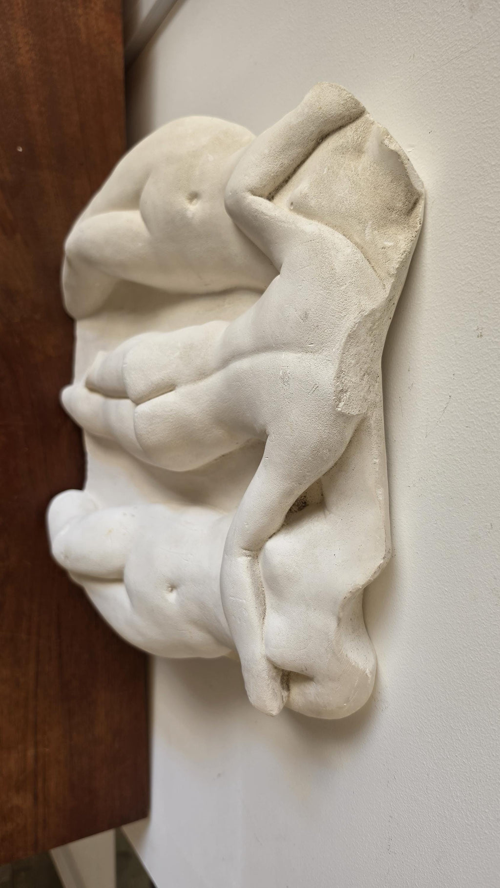 Vintage Plaster Nude Relief Sculpture, Three Graces Wall Art, Figurative Female Body Wall Hanging, Mid Century Modern Art Decor