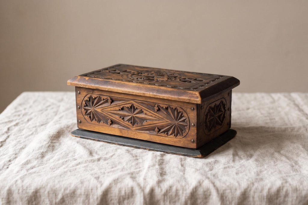 Antique Hand Carved Wooden Box