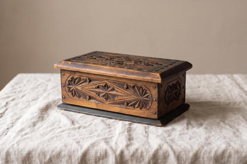 Antique Hand Carved Wooden Box