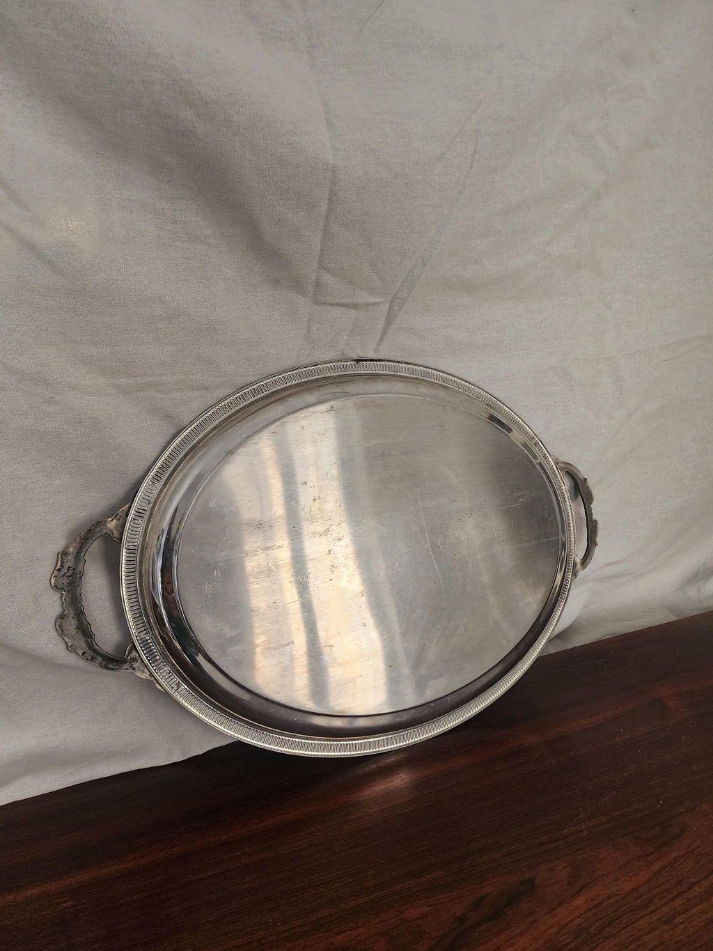 Jean Couzon Silverplate Serving Tray Fish Handles, Vintage French Oval Tray, Large Barware Tray, Mid Century Coastal Decor