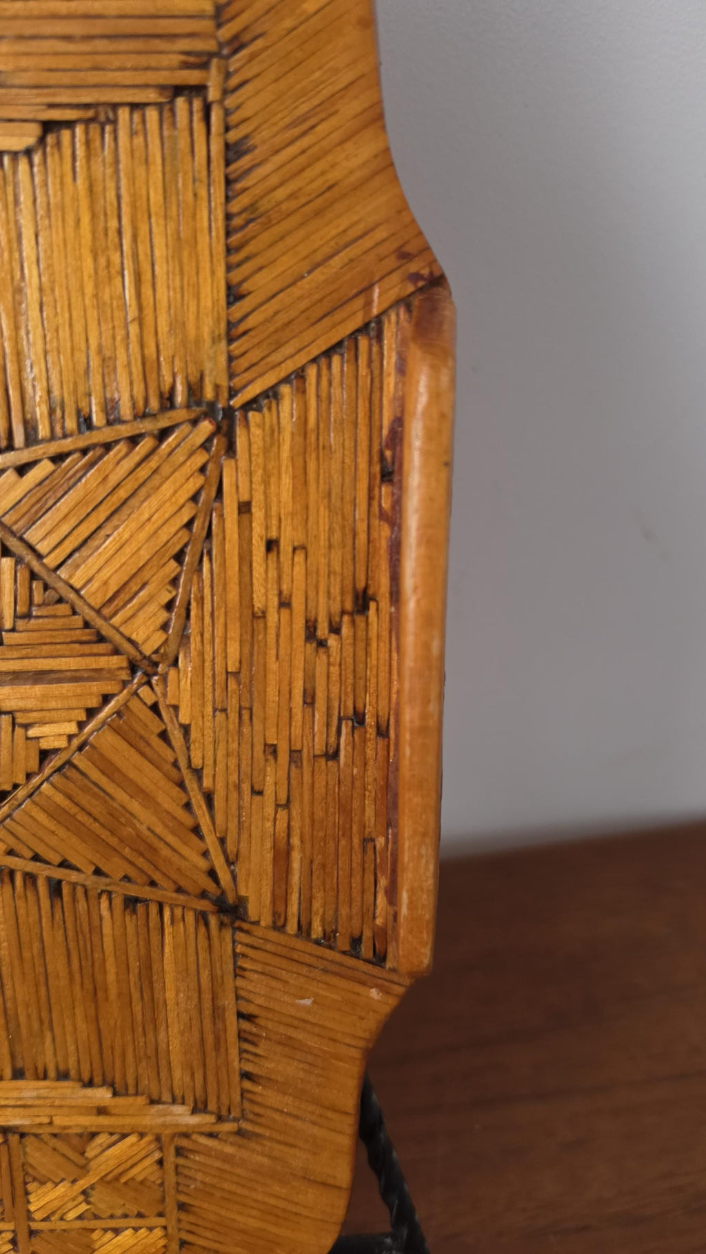 Vintage Tramp Art Matchstick Tray, Folk Art Wooden Catchall, Black Forest Style Match Holder, Rustic Cabin Decor, Handcrafted Boho Tray
