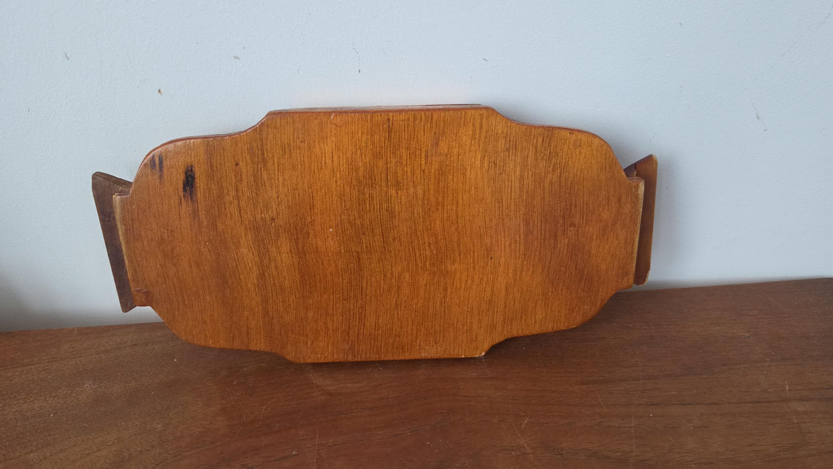Vintage Tramp Art Matchstick Tray, Folk Art Wooden Catchall, Black Forest Style Match Holder, Rustic Cabin Decor, Handcrafted Boho Tray