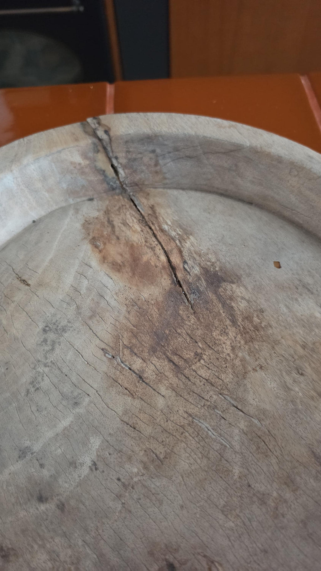 Vintage Hand Carved Wooden Dough Bowl, Primitive Farmhouse Bread Bowl, Rustic European Kitchen Decor, Wabi Sabi Wood Tray
