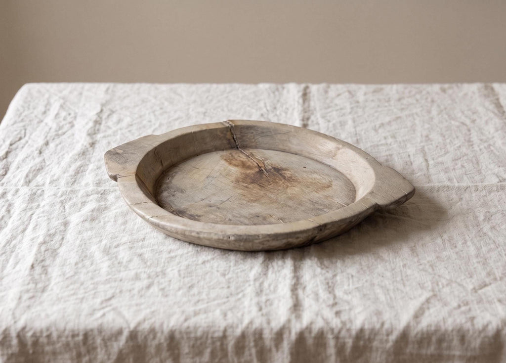 Vintage Hand Carved Wooden Dough Bowl