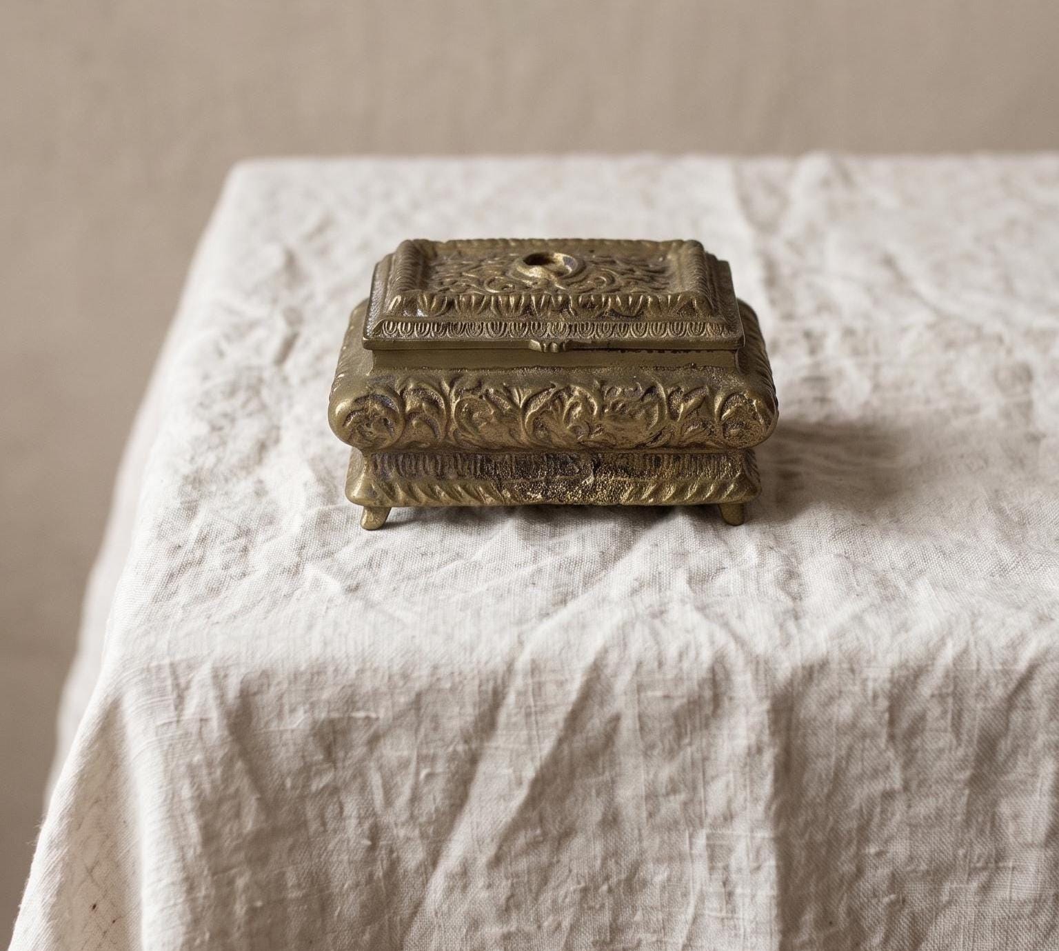 Vintage Ornate Bronze Jewelry Box