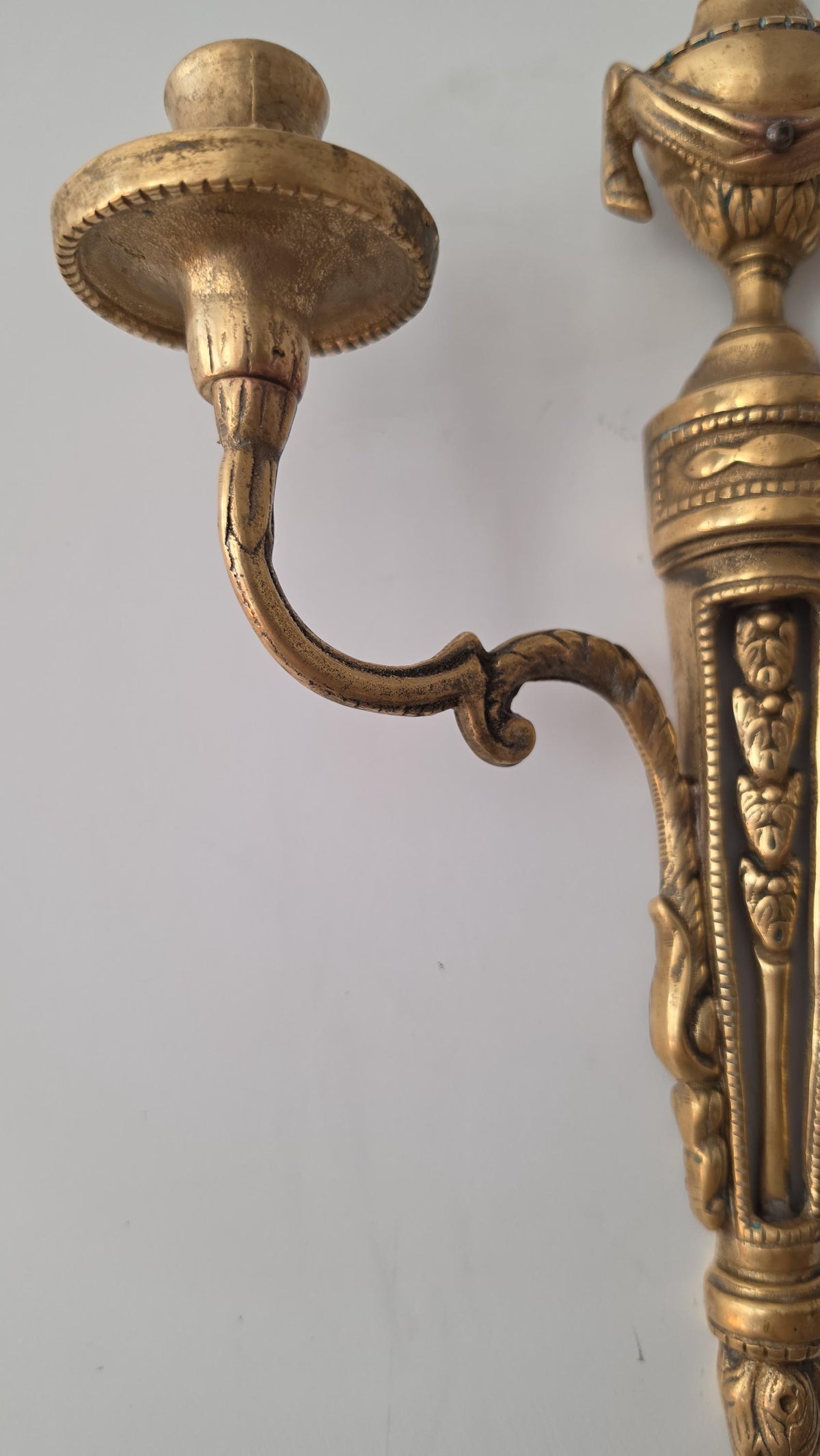 Pair Vintage Bronze Wall Candle Sconces, French Regency Style Candelabra, Hollywood Regency Brass Wall Decor, Neoclassical Candle Holders