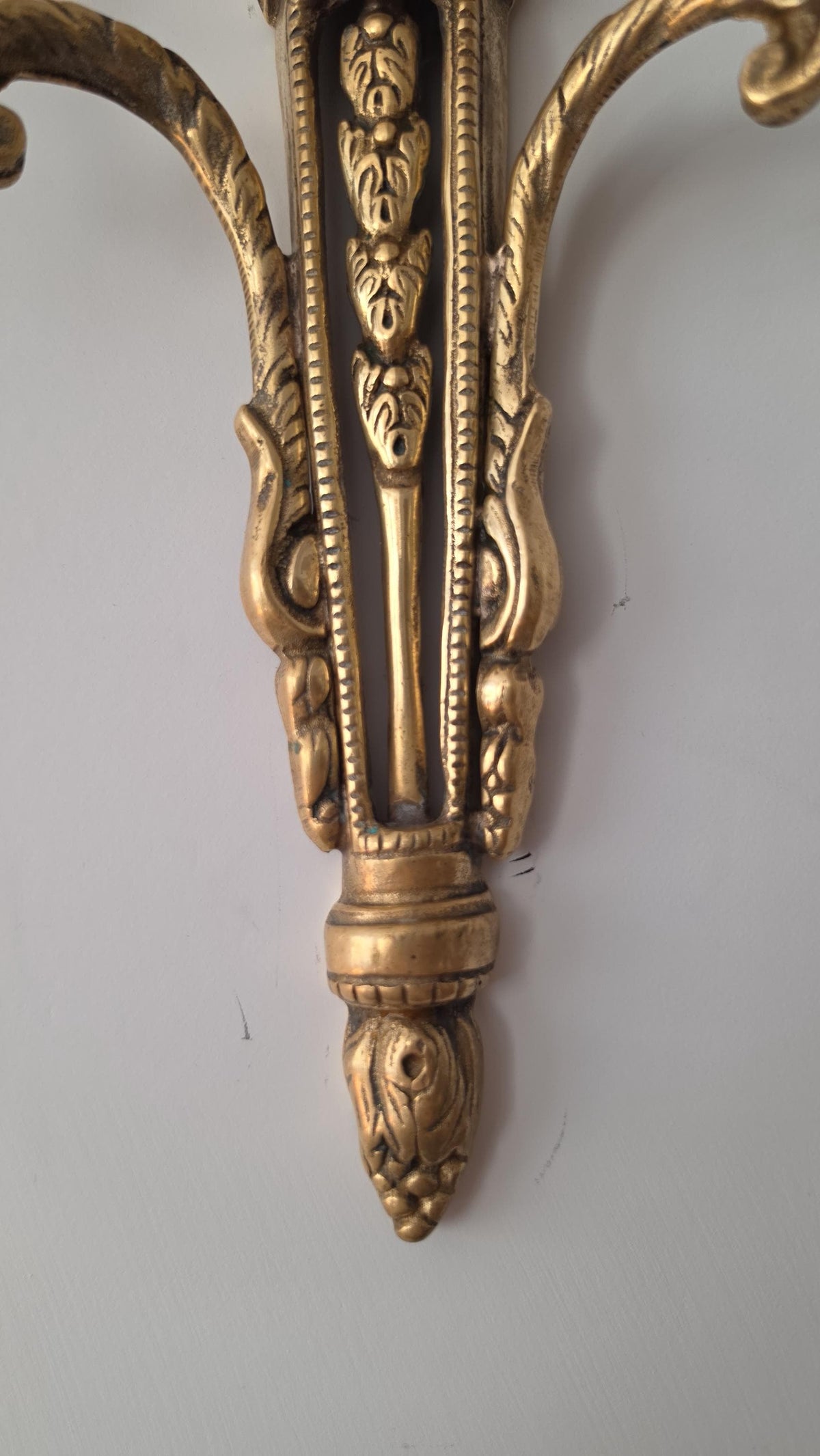 Pair Vintage Bronze Wall Candle Sconces, French Regency Style Candelabra, Hollywood Regency Brass Wall Decor, Neoclassical Candle Holders