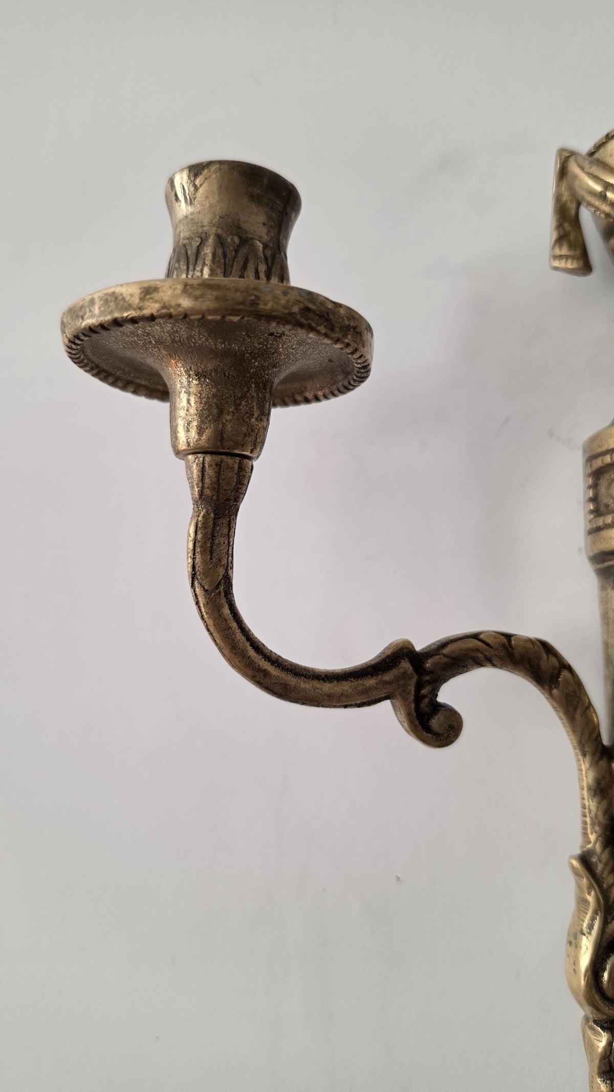 Pair Vintage Bronze Wall Candle Sconces, French Regency Style Candelabra, Hollywood Regency Brass Wall Decor, Neoclassical Candle Holders