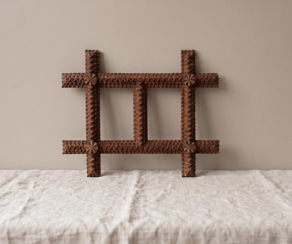 Vintage Tramp Art Double Picture Frame