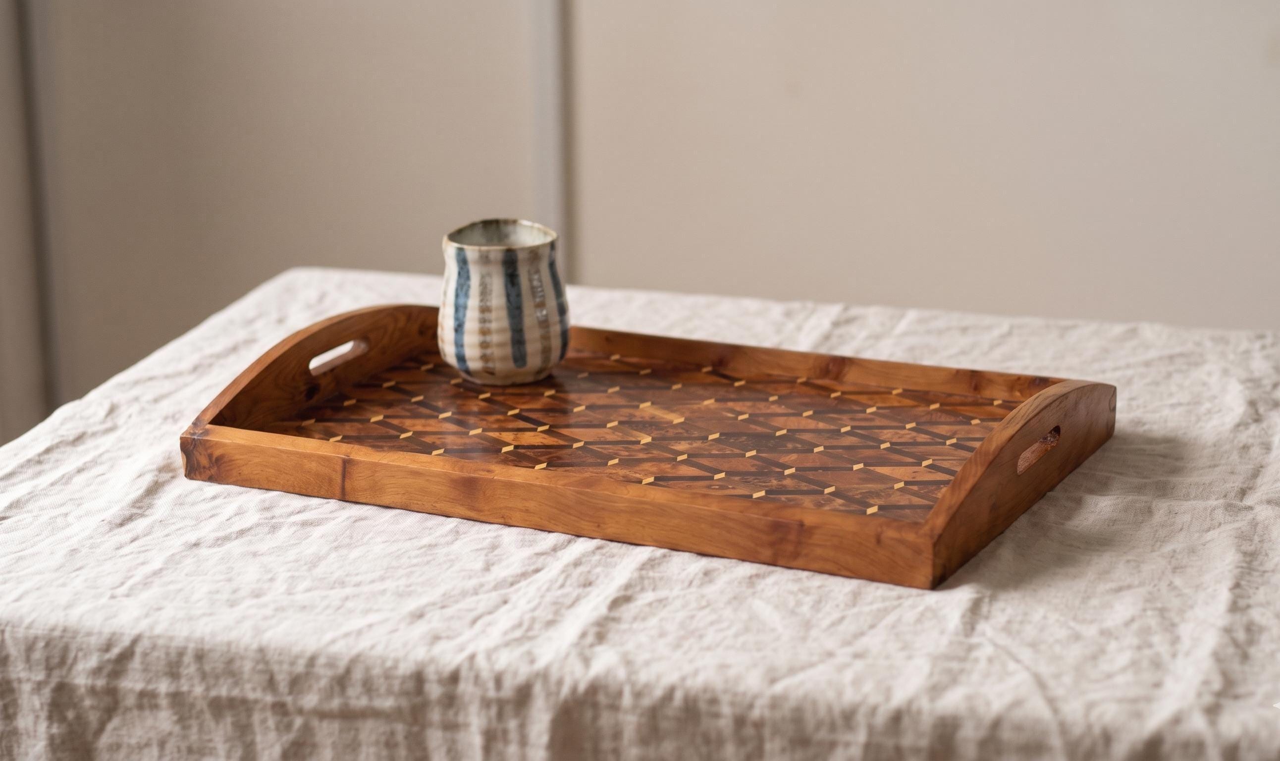 Vintage Burl Wood Tray