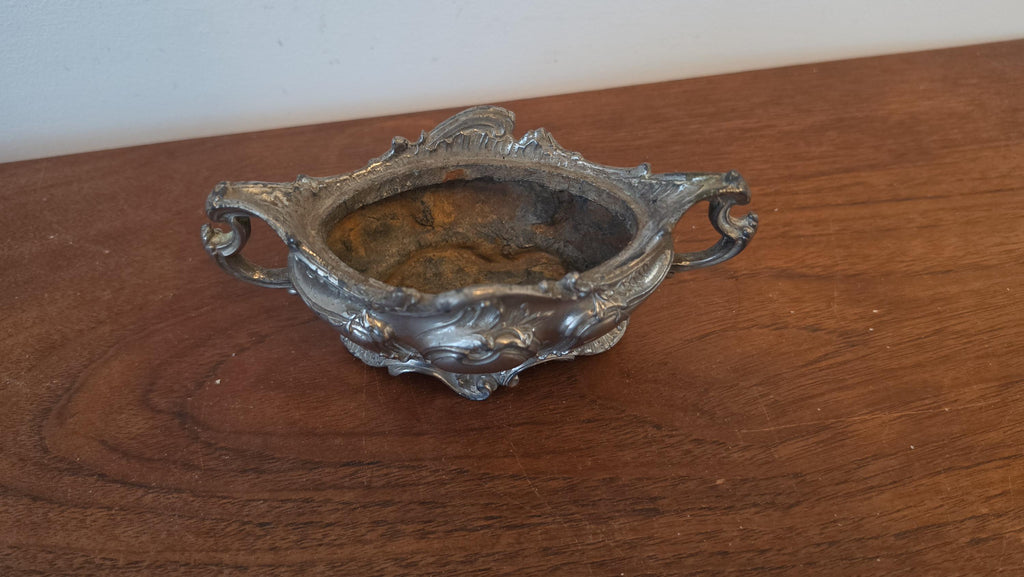 Antique Rococo Silver Plate Jardiniere, Ornate French Style Centerpiece Bowl, Victorian Footed Planter Cachepot, Baroque Decorative Vessel