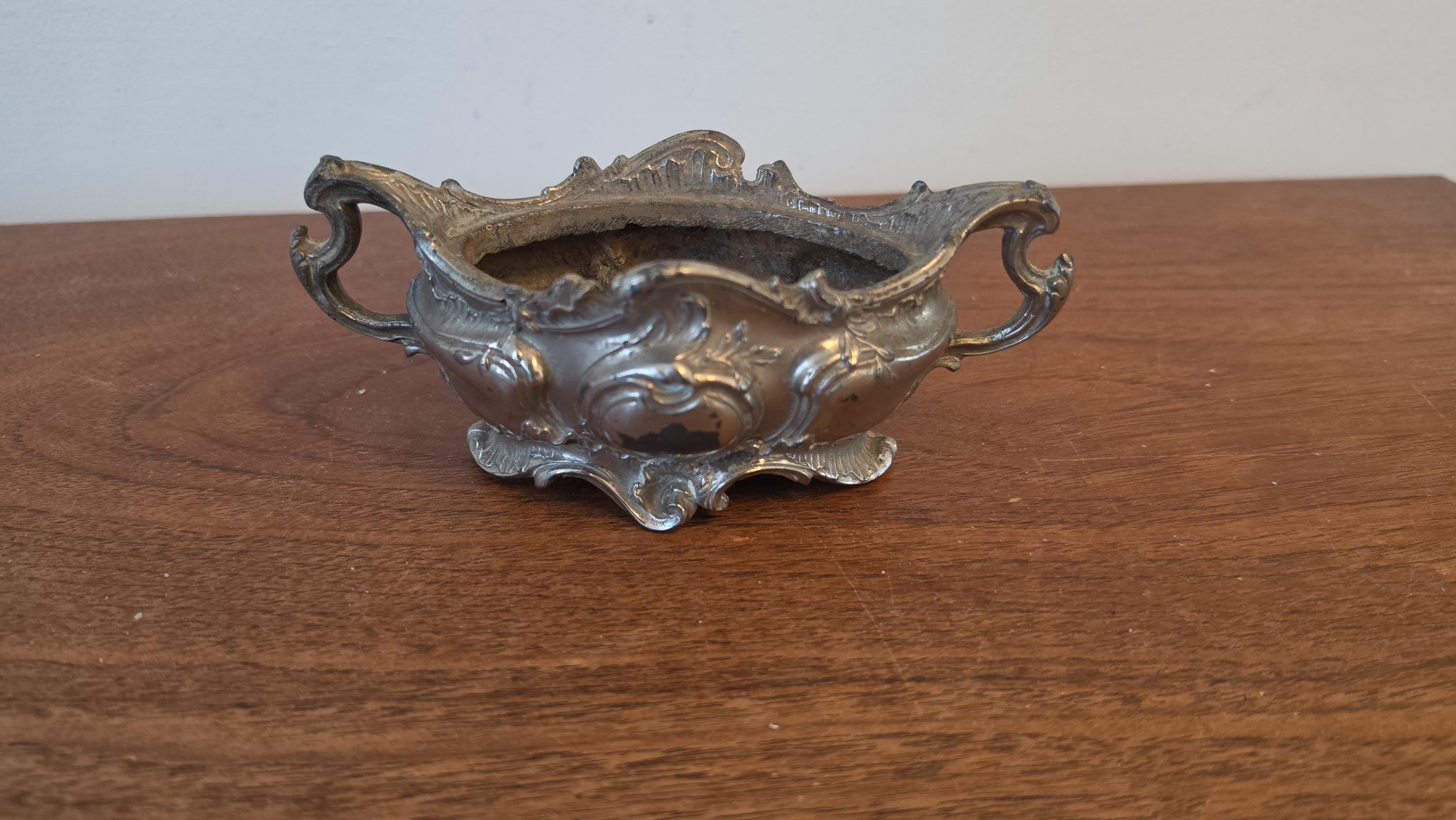 Antique Rococo Silver Plate Jardiniere, Ornate French Style Centerpiece Bowl, Victorian Footed Planter Cachepot, Baroque Decorative Vessel