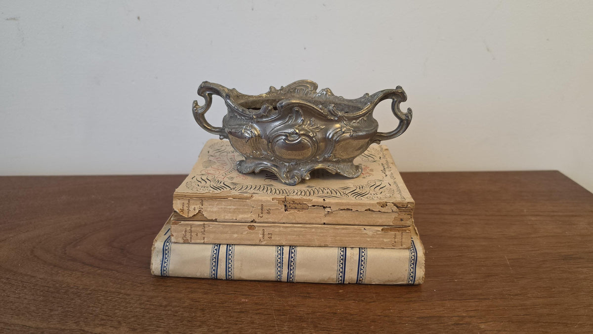 Antique Rococo Silver Plate Jardiniere, Ornate French Style Centerpiece Bowl, Victorian Footed Planter Cachepot, Baroque Decorative Vessel