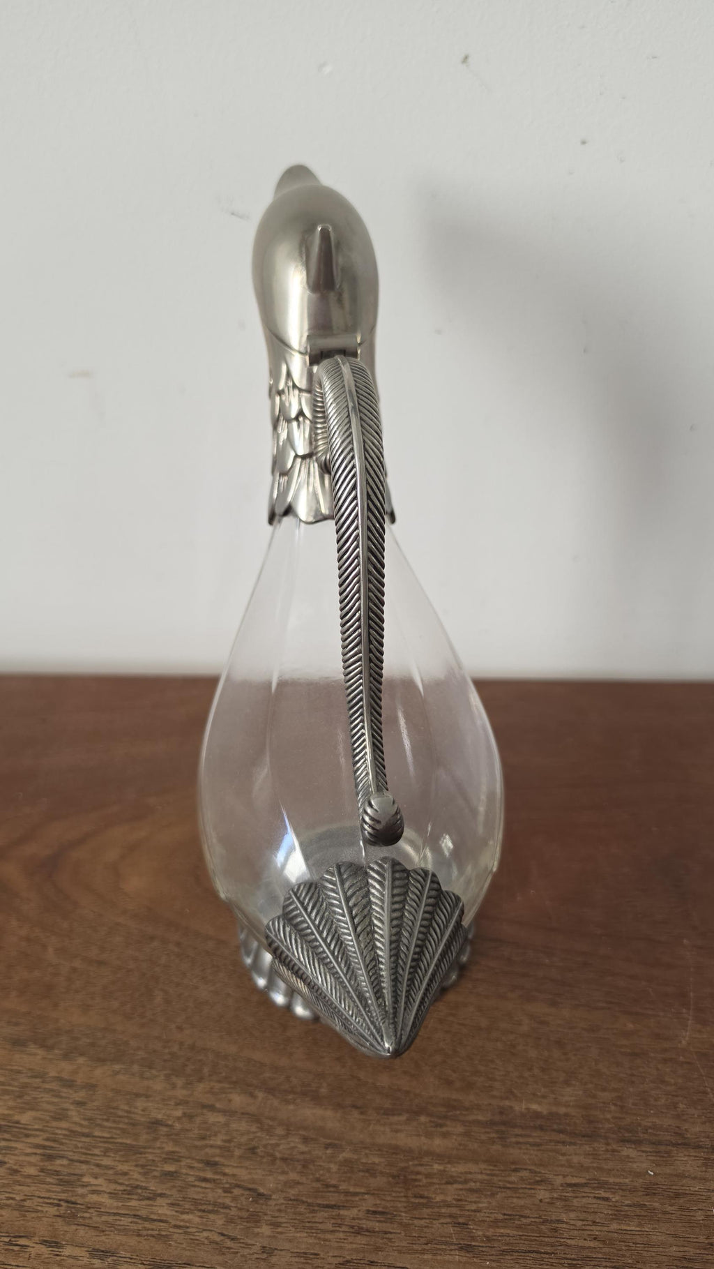 Vintage SILEA Silver Plate & Glass Duck Decanter, 1970s Italian Figural Claret Jug, Mid Century Barware Pitcher