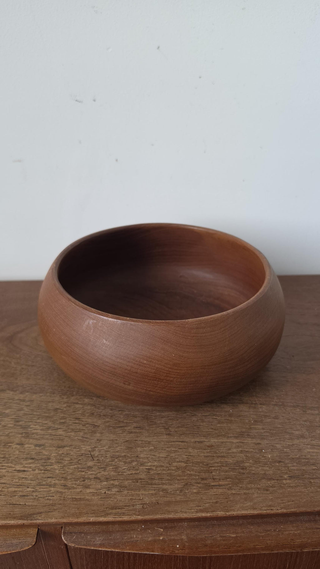 Vintage Hand Turned Wooden Bowl, Mid Century Scandinavian Style Serving Bowl, Organic Minimalist Wood Decor