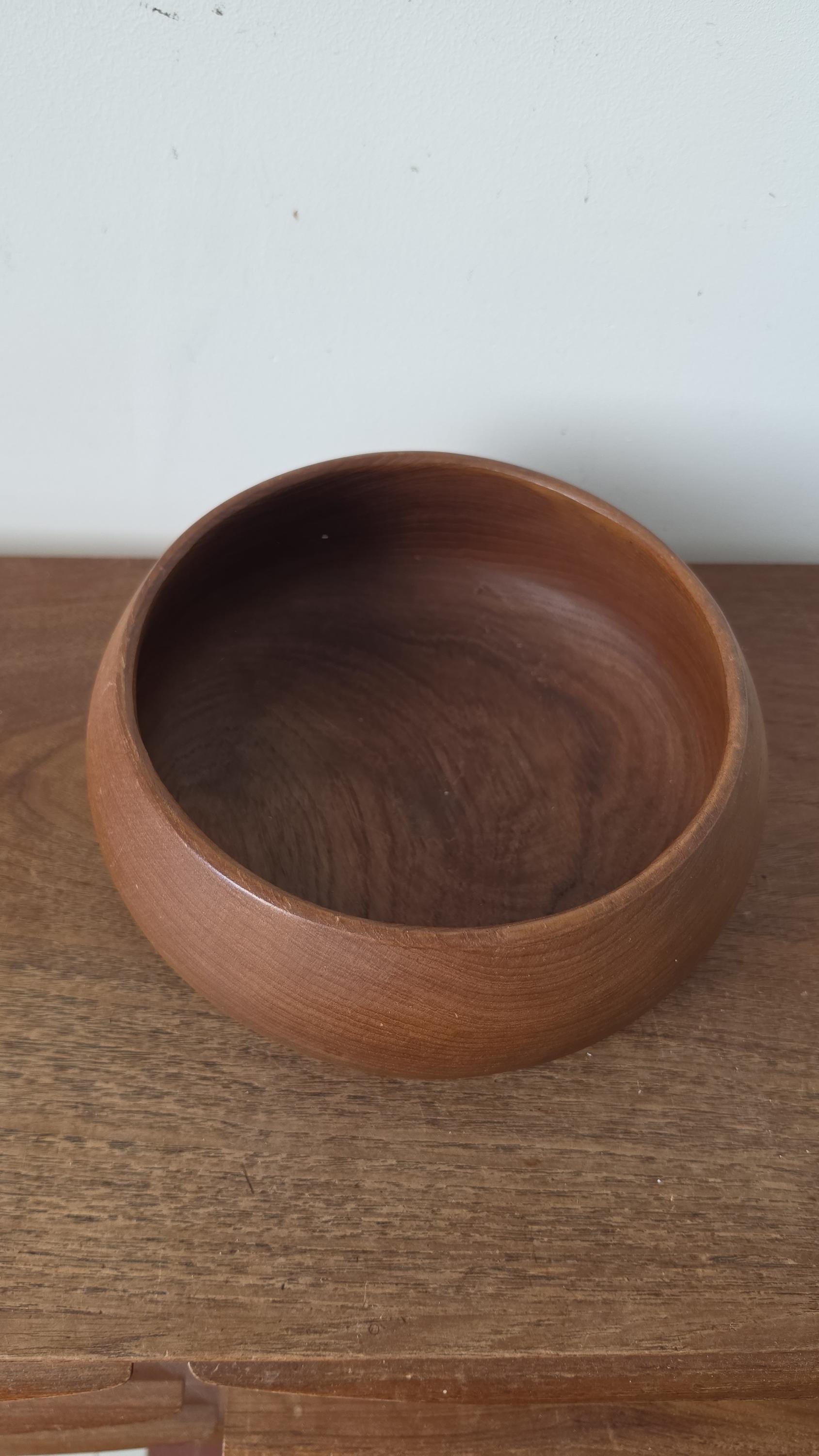 Vintage Hand Turned Wooden Bowl, Mid Century Scandinavian Style Serving Bowl, Organic Minimalist Wood Decor