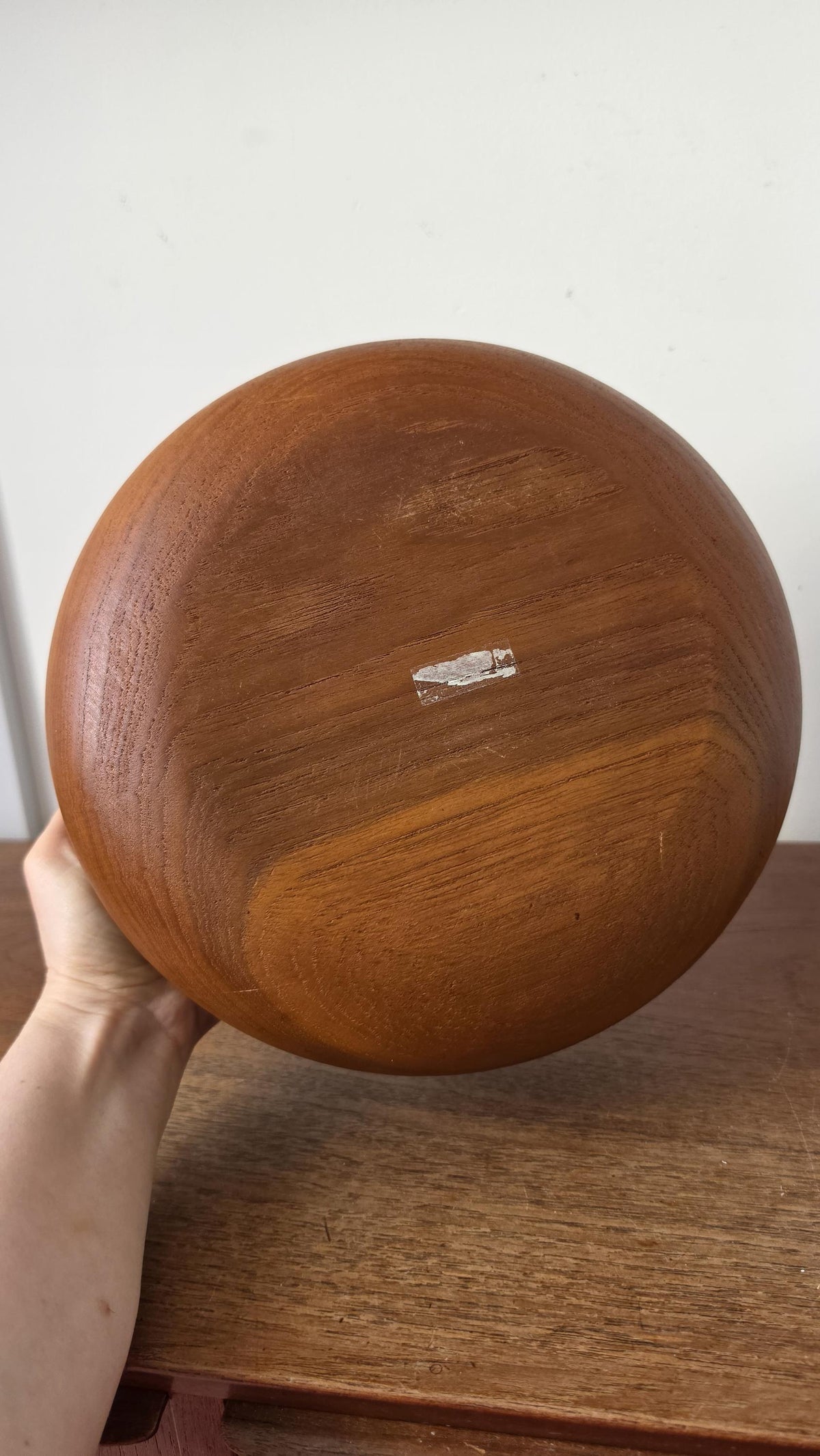 Vintage Hand Turned Wooden Bowl, Mid Century Scandinavian Style Serving Bowl, Organic Minimalist Wood Decor