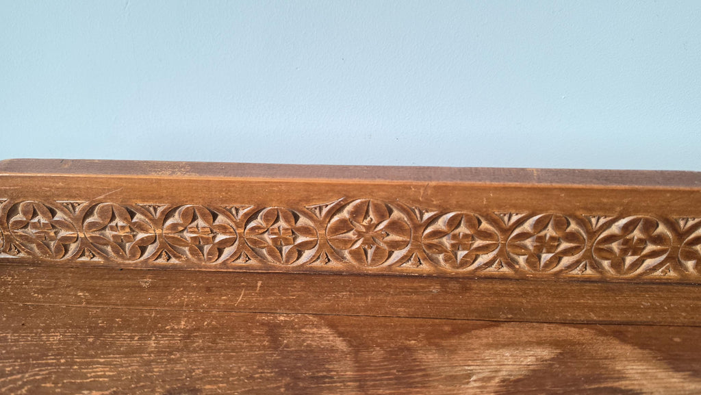 Vintage Wooden Wall Shelf, English Cottage Hanging Shelf, Rustic Farmhouse Plate Rack, Carved Wood Kitchen Shelf, Country Bathroom Storage