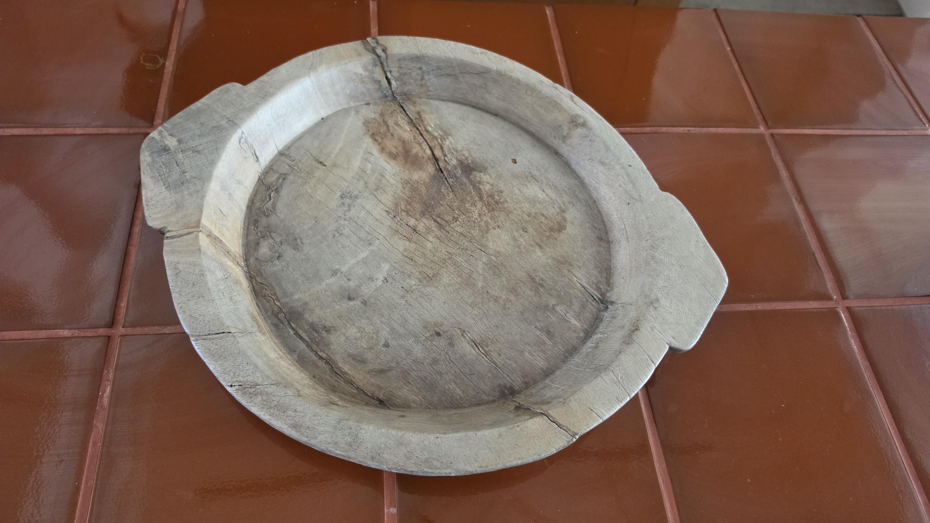 Vintage Hand Carved Wooden Dough Bowl, Primitive Farmhouse Bread Bowl, Rustic European Kitchen Decor, Wabi Sabi Wood Tray