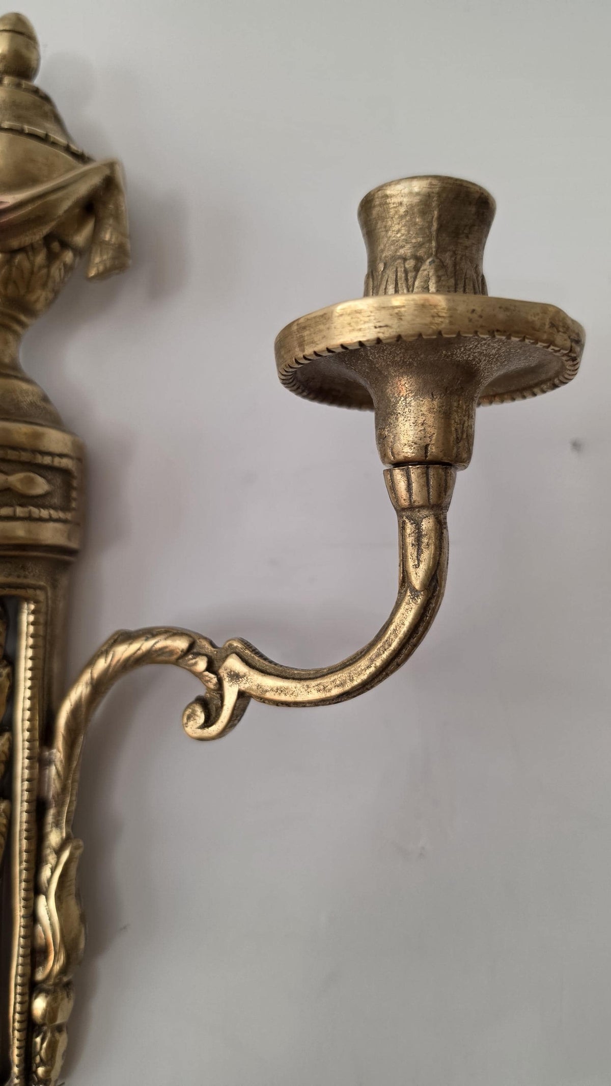 Pair Vintage Bronze Wall Candle Sconces, French Regency Style Candelabra, Hollywood Regency Brass Wall Decor, Neoclassical Candle Holders