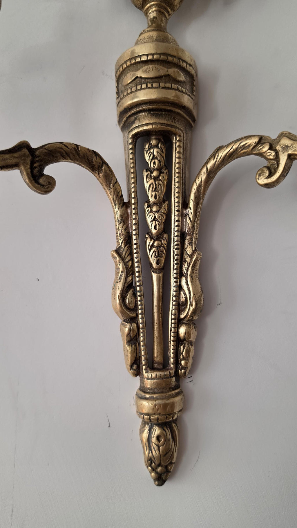 Pair Vintage Bronze Wall Candle Sconces, French Regency Style Candelabra, Hollywood Regency Brass Wall Decor, Neoclassical Candle Holders