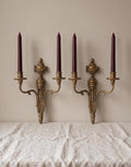 Pair Vintage Bronze Wall Candle Sconces