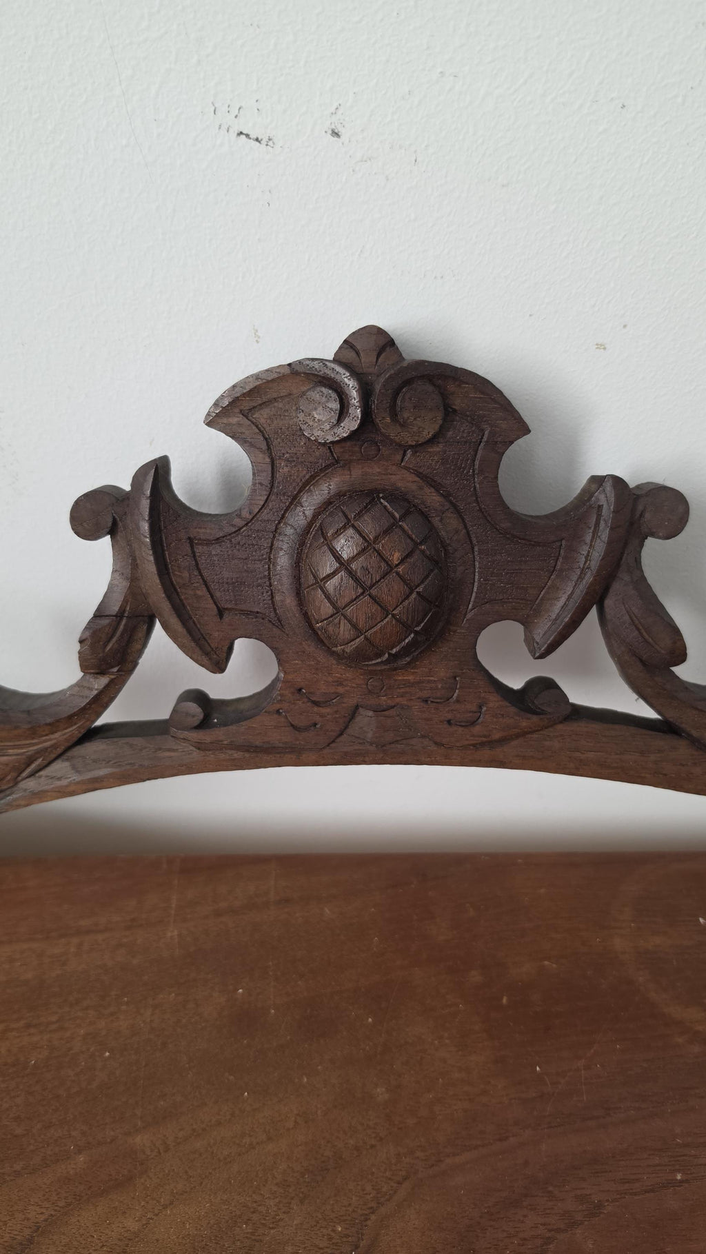 Antique Black Forest Pediment, Hand Carved Walnut Crest, Victorian Furniture Salvage, Ornate Architectural Decor