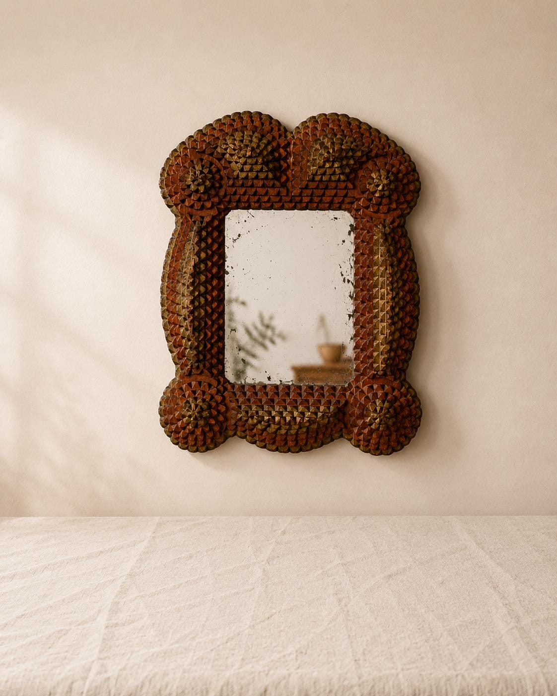 Antique Tramp Art Mirror