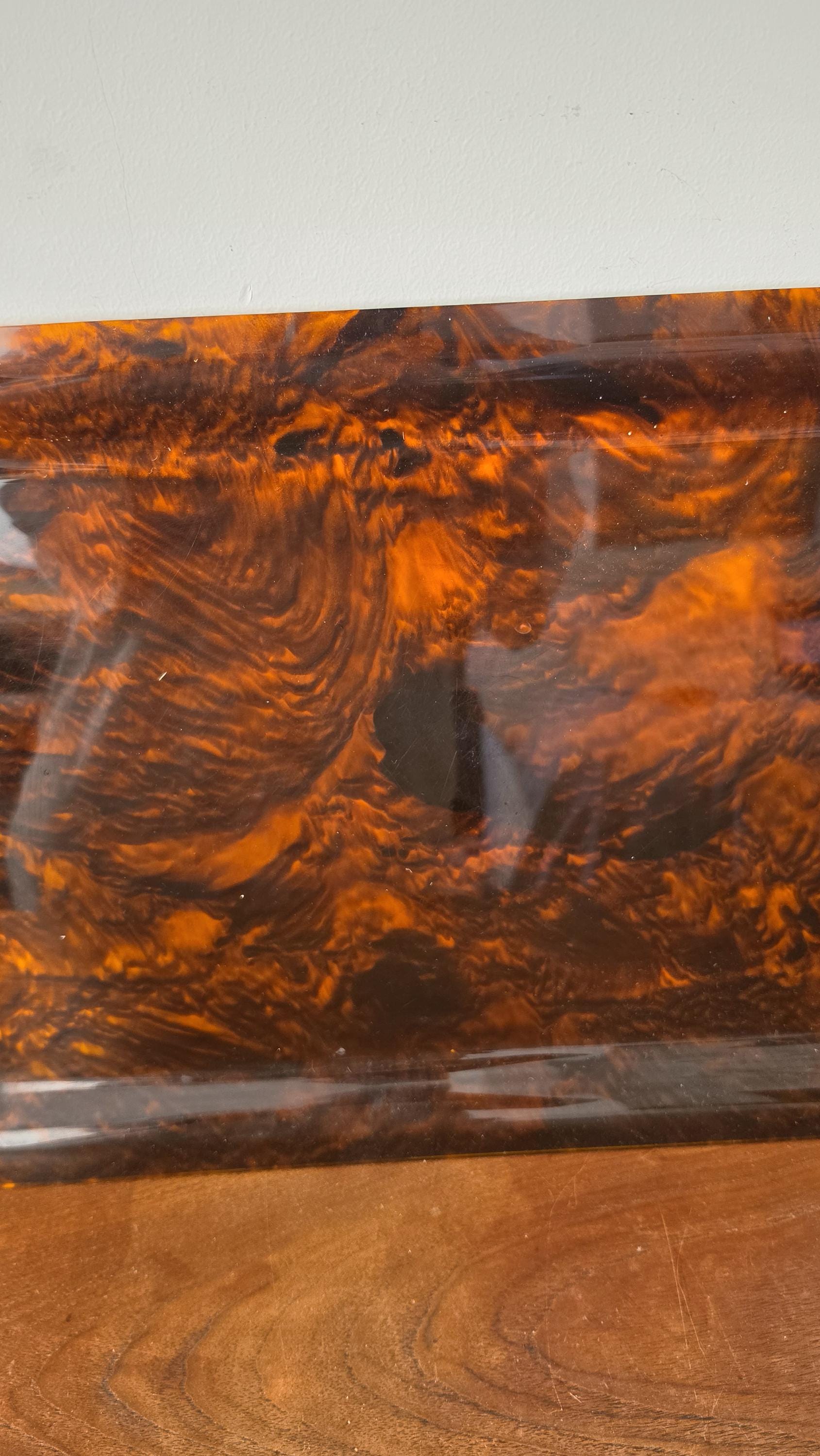 Vintage Faux Tortoiseshell Tray, Large Marbled Lucite Serving Tray, Hollywood Regency Decor, Mid Century Barware