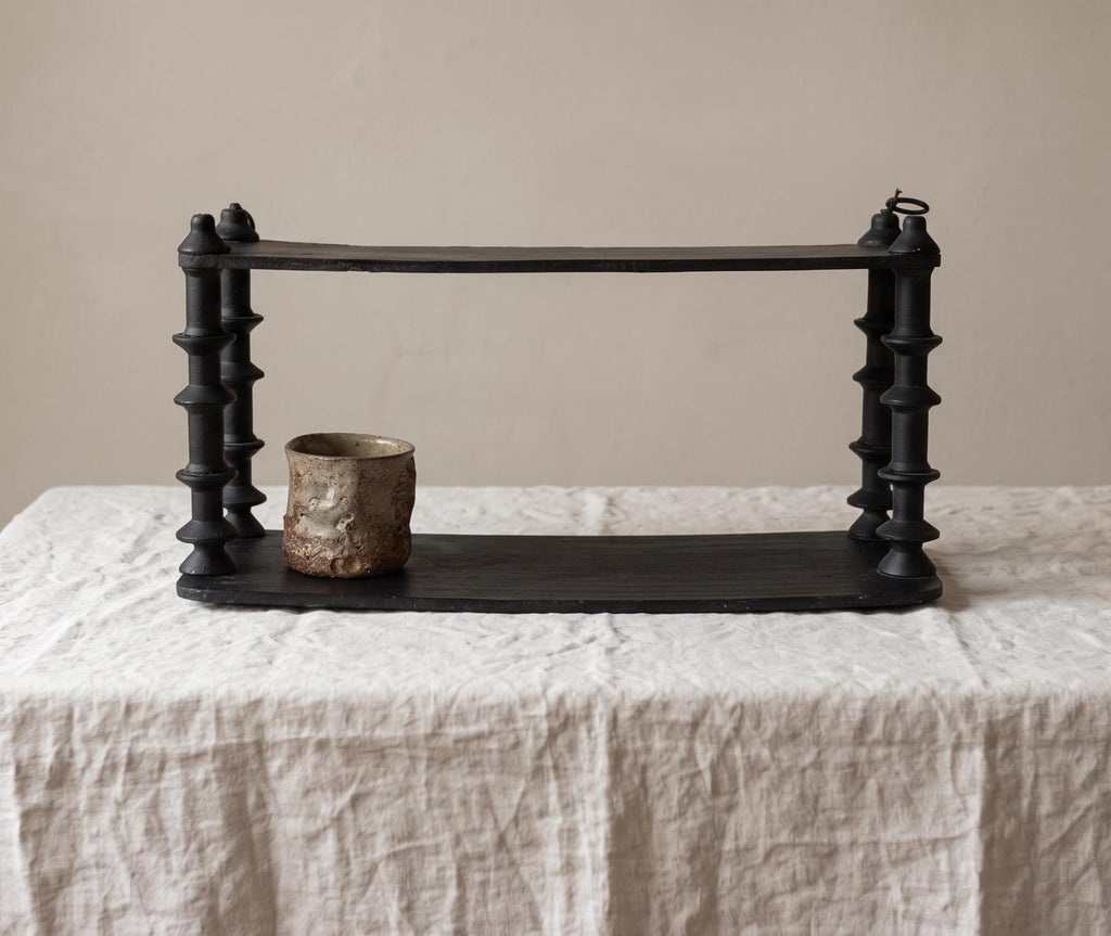 Vintage Wooden black Tiered Shelf