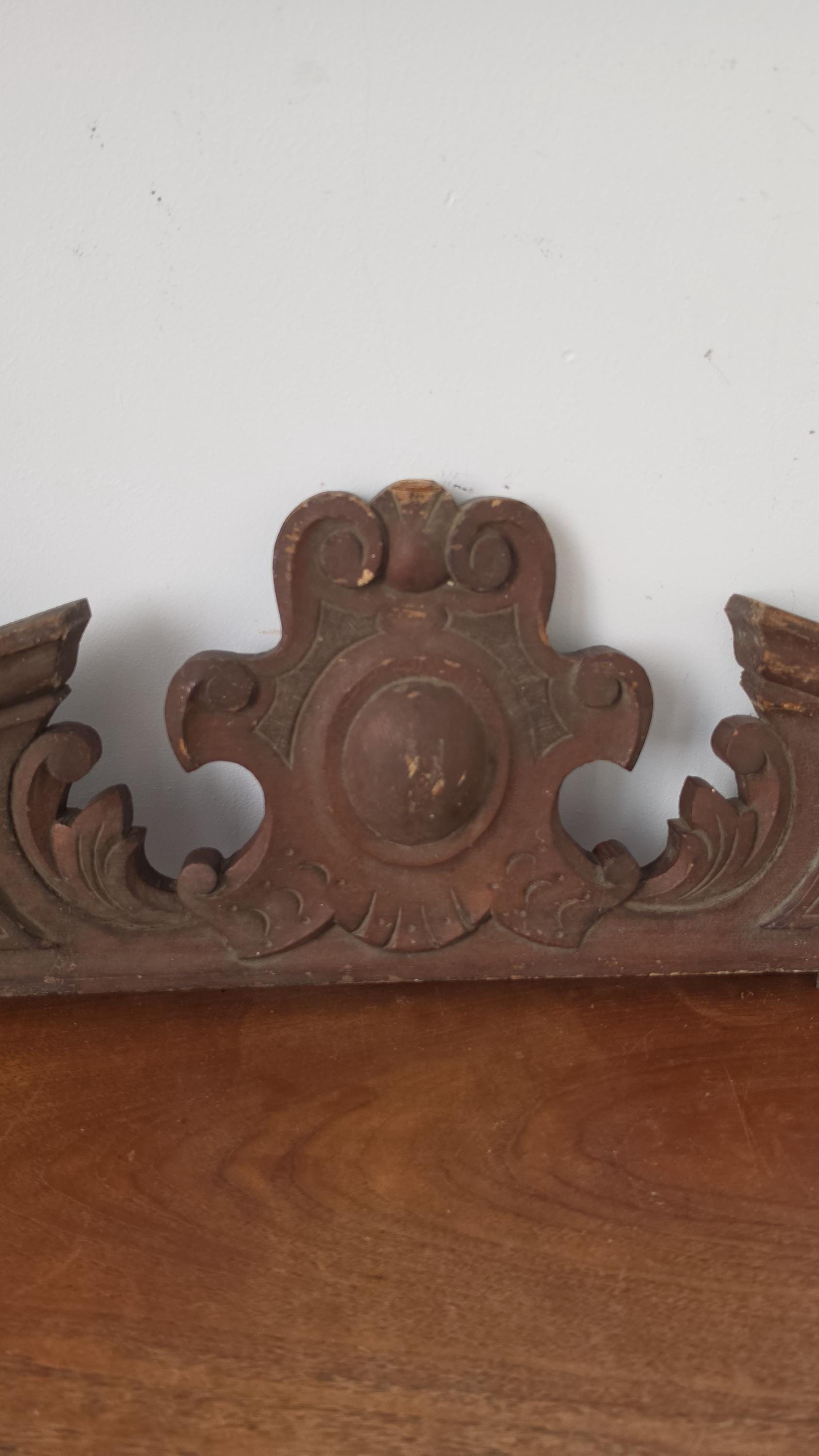 Antique Victorian Architectural Pediment, Ornate Wooden Salvage Crest, French Provincial Wall Decor, Carved Overdoor Accent