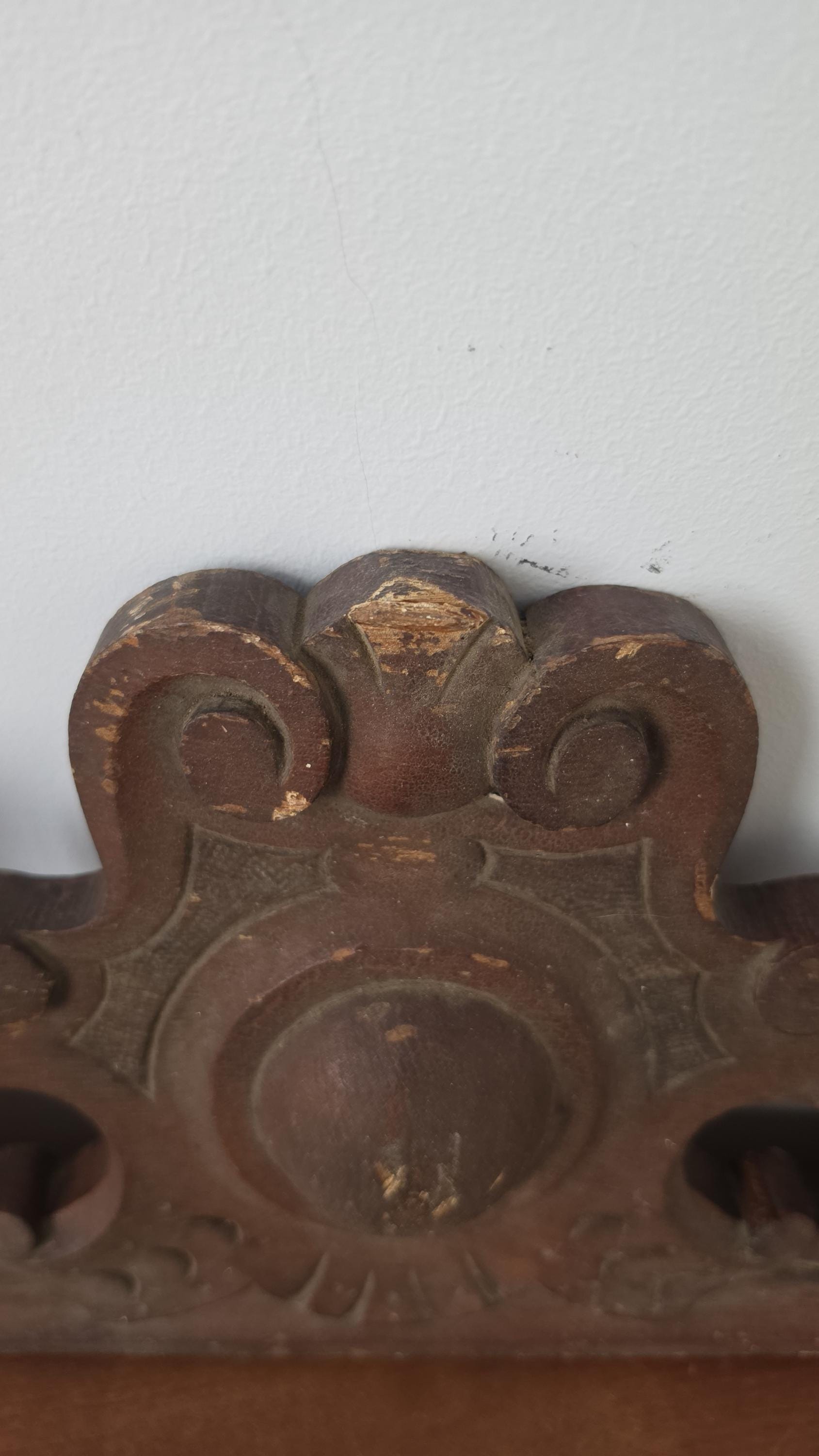Antique Victorian Architectural Pediment, Ornate Wooden Salvage Crest, French Provincial Wall Decor, Carved Overdoor Accent