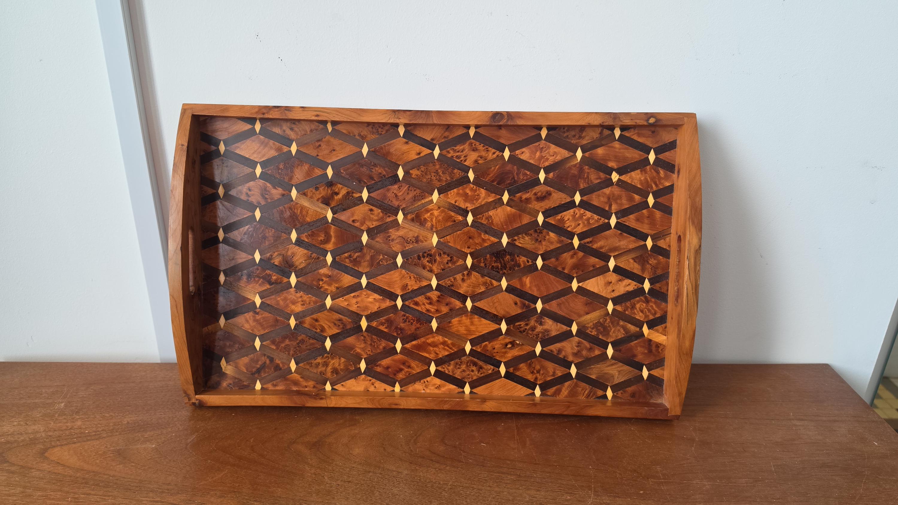 Vintage Burl Wood Tray, Ralph Lauren Style Serving Tray, Wooden Vanity Tray, Old Money Decor, Mid Century Catchall Tray