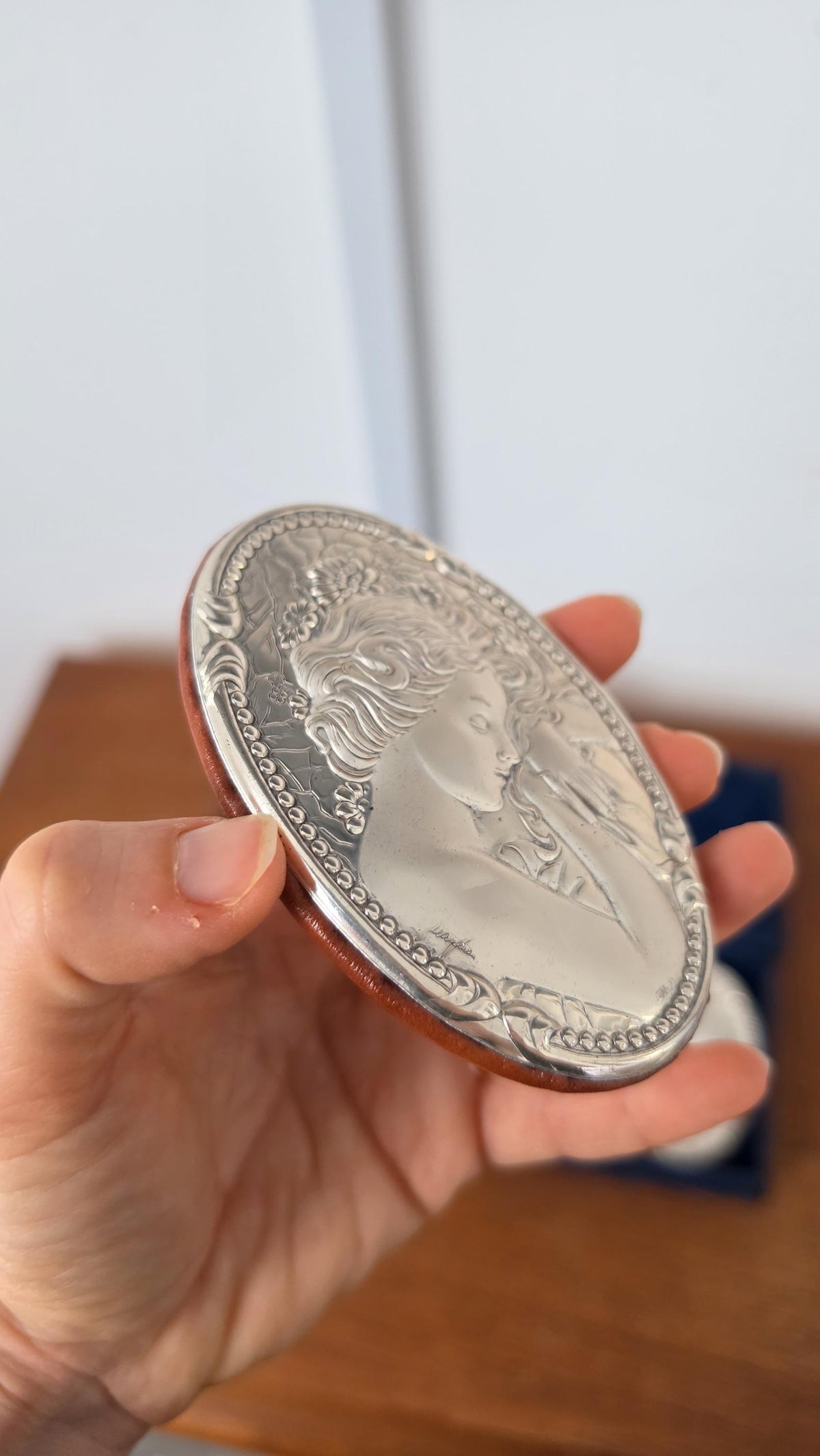 Signed Art Nouveau Four Seasons Silver Plaques, Victorian Women Relief Medallions in Original Presentation Box