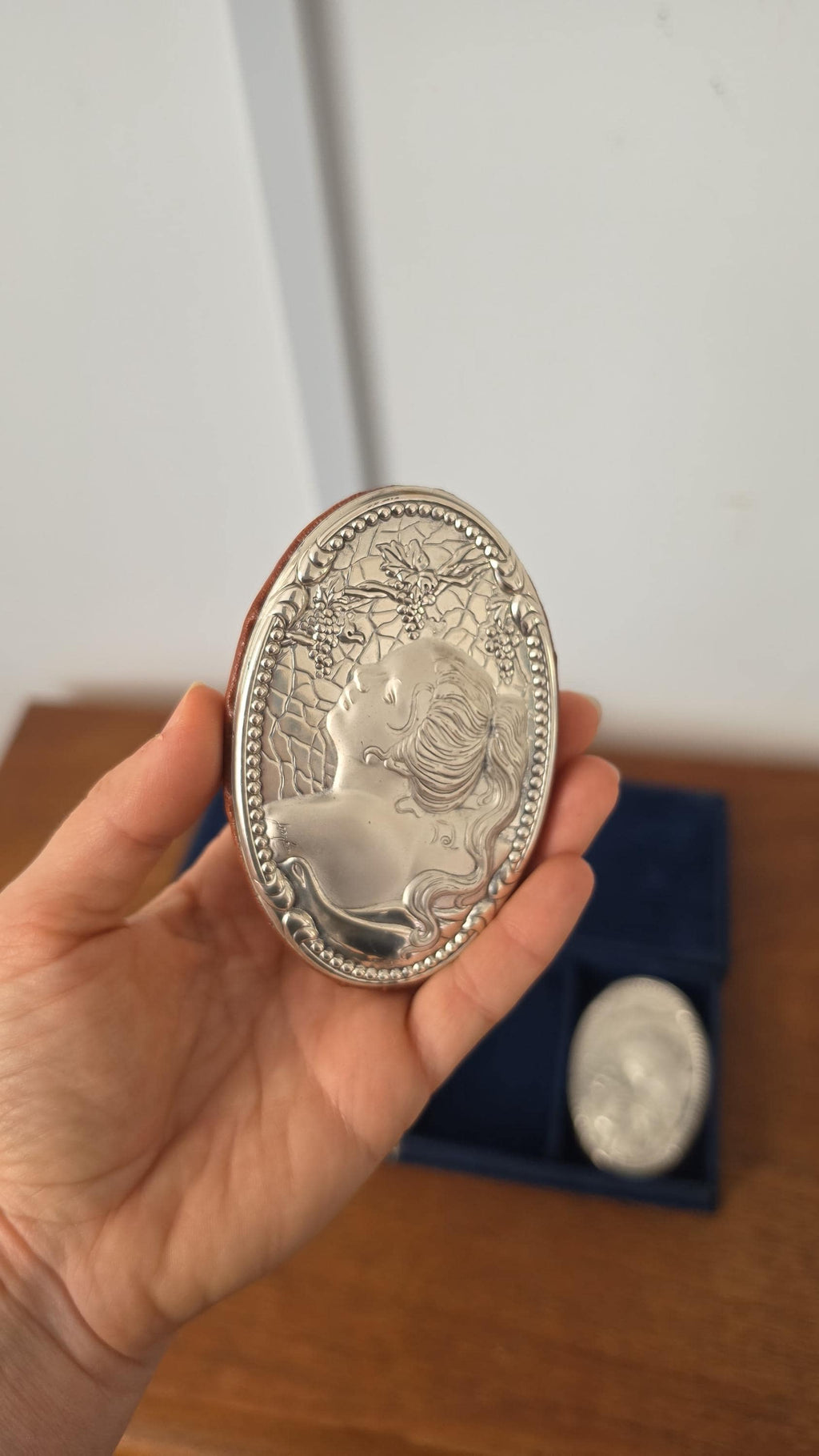 Signed Art Nouveau Four Seasons Silver Plaques, Victorian Women Relief Medallions in Original Presentation Box