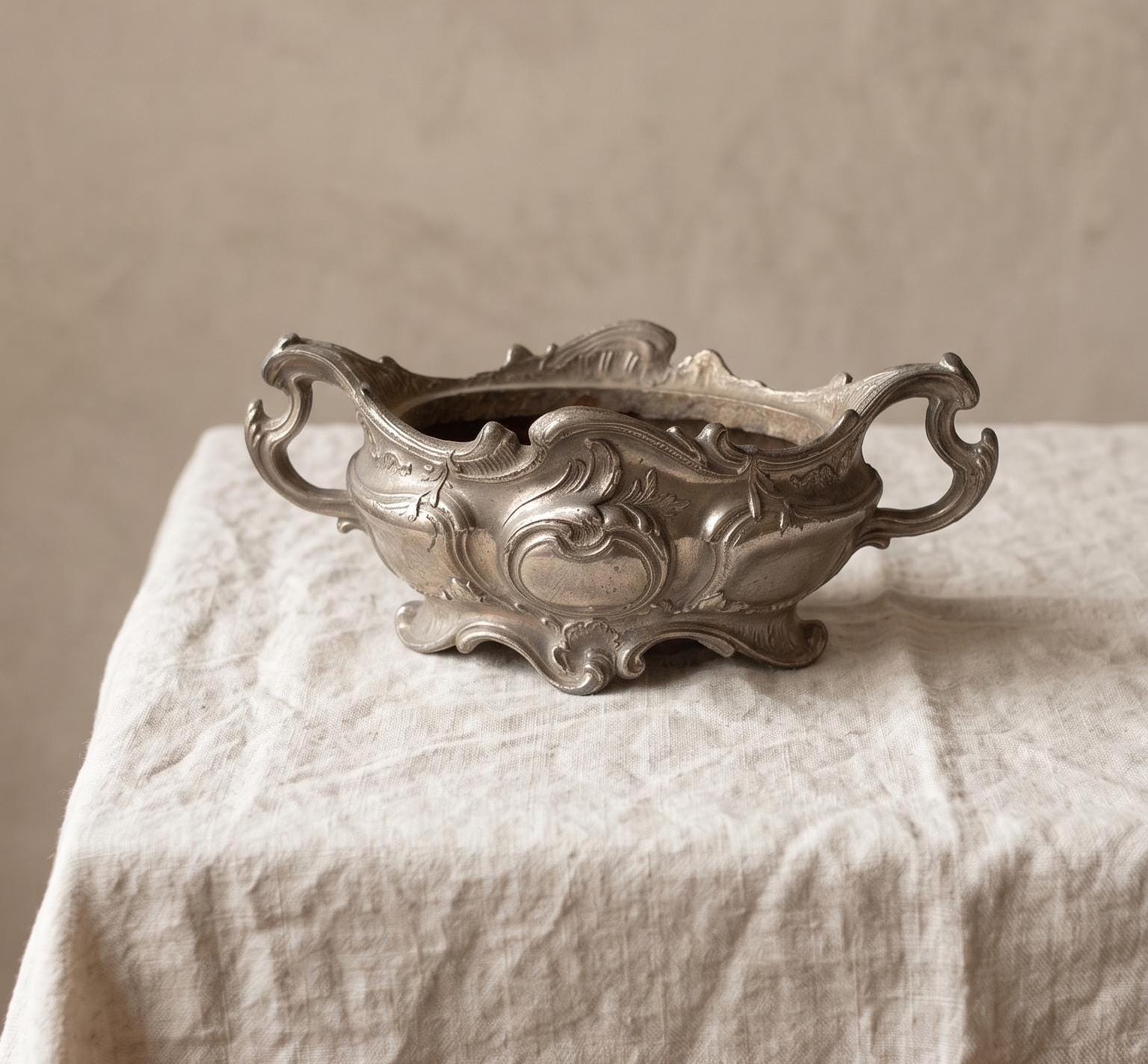 Antique Rococo Silver Plate Jardiniere