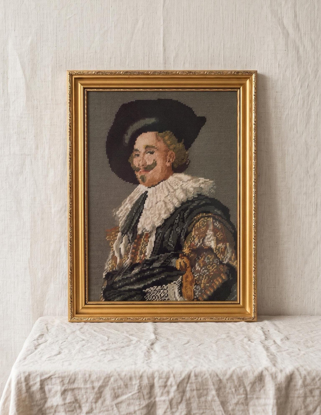 Vintage Framed Needlepoint Portrait