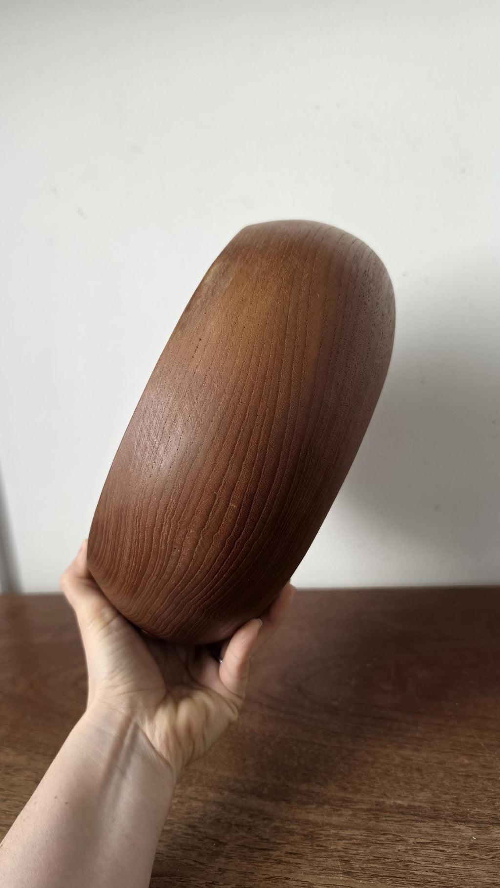 Vintage Hand Turned Wooden Bowl, Mid Century Scandinavian Style Serving Bowl, Organic Minimalist Wood Decor